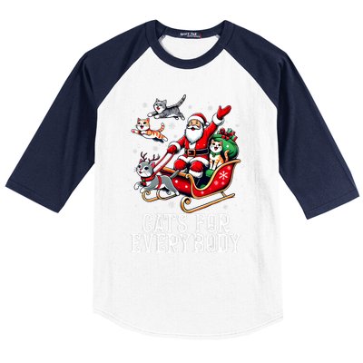 Cats For Everybody Christmas Cat Funny Xmas Santa Baseball Sleeve Shirt