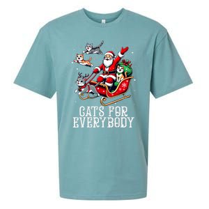 Cats For Everybody Christmas Cat Funny Xmas Santa Sueded Cloud Jersey T-Shirt