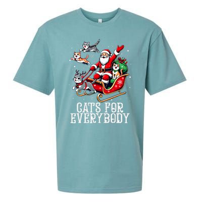 Cats For Everybody Christmas Cat Funny Xmas Santa Sueded Cloud Jersey T-Shirt