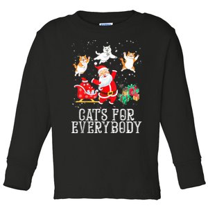 Cats For Everybody Christmas Cat Funny Xmas Women Santa Toddler Long Sleeve Shirt