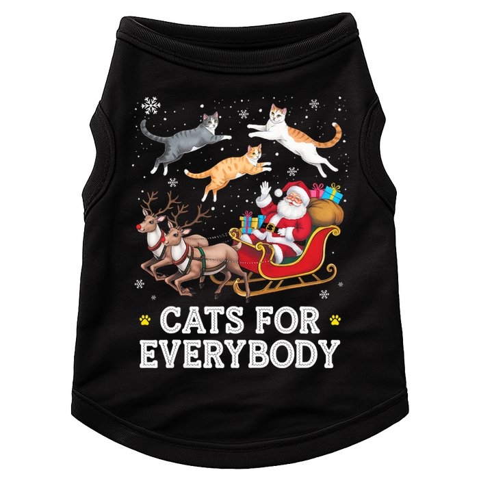 Cats For Everybody Christmas Funny Santa Cat Lover Xmas Doggie Tank