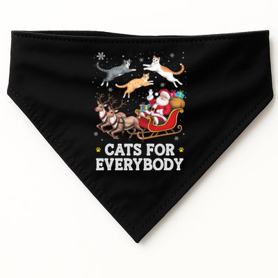 Cats For Everybody Christmas Funny Santa Cat Lover Xmas USA-Made Doggie Bandana