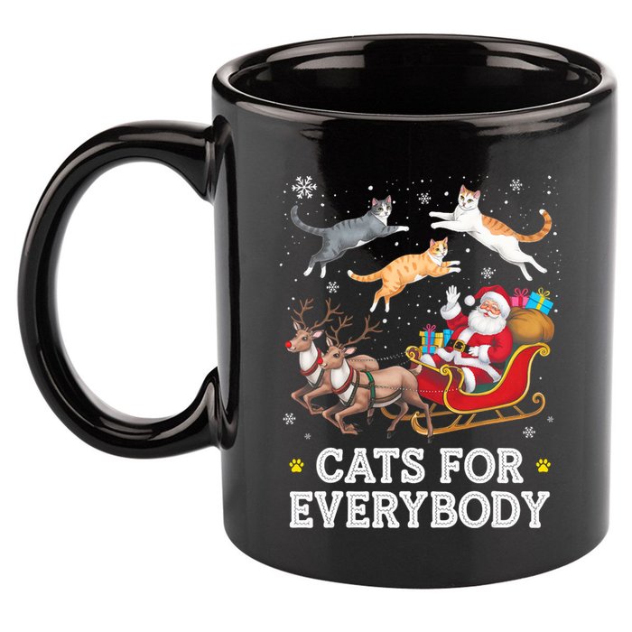 Cats For Everybody Christmas Funny Santa Cat Lover Xmas 11oz C Handle Ceramic Mug