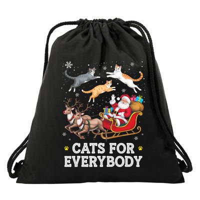Cats For Everybody Christmas Funny Santa Cat Lover Xmas Drawstring Bag