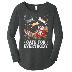 Cats For Everybody Christmas Funny Santa Cat Lover Xmas Women's Perfect Tri Tunic Long Sleeve Shirt