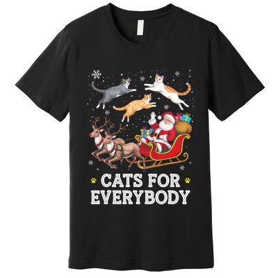 Cats For Everybody Christmas Funny Santa Cat Lover Xmas Premium T-Shirt