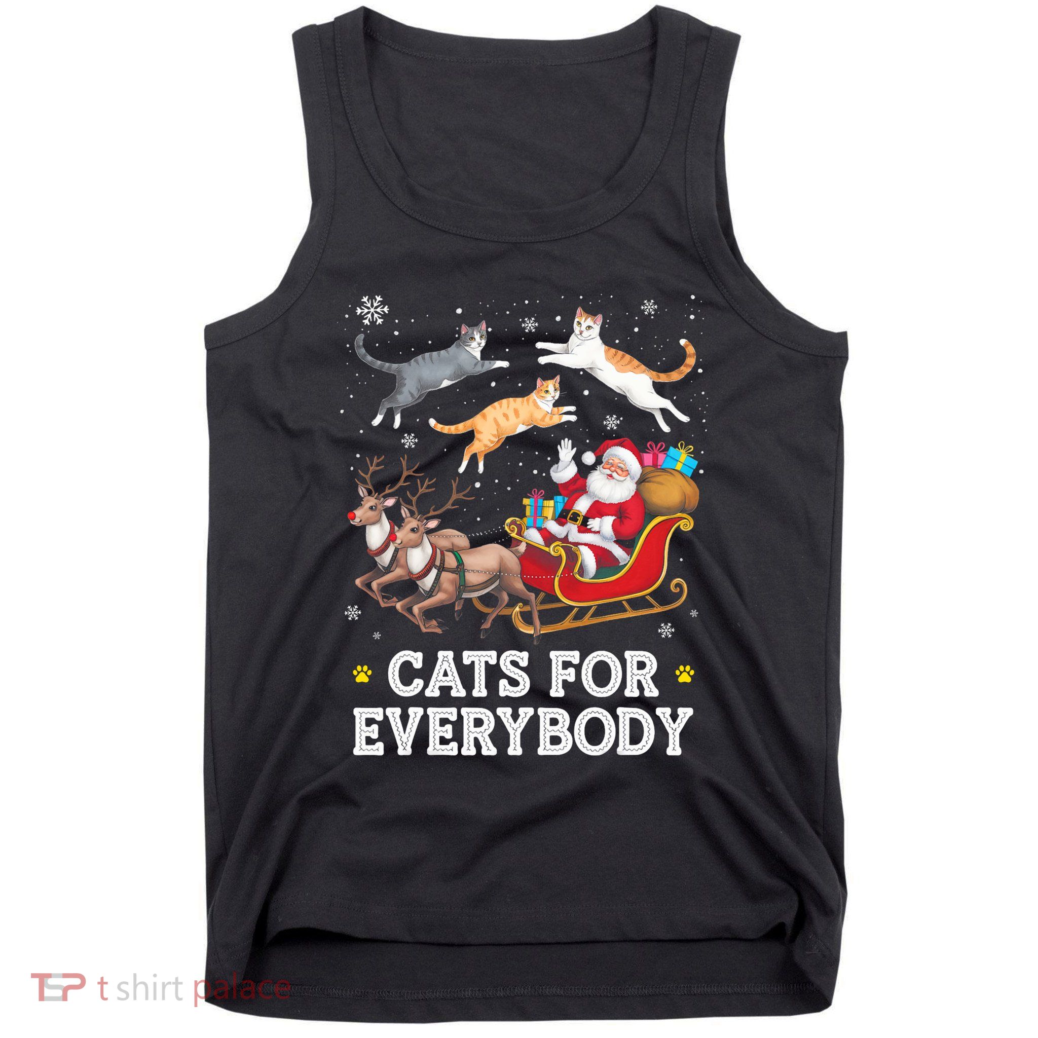 Cats For Everybody Christmas Funny Santa Cat Lover Xmas Tank Top