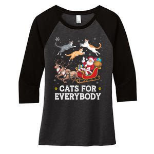 Cats For Everybody Christmas Funny Santa Cat Lover Xmas Women's Tri-Blend 3/4-Sleeve Raglan Shirt