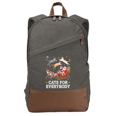 Cats For Everybody Christmas Funny Santa Cat Lover Xmas Cotton Canvas Backpack