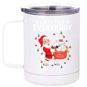 Cats For Everybody Santa Christmas Cute Cat Lover Gift 12 oz Stainless Steel Tumbler Cup