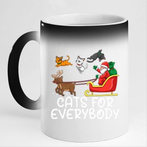 Cats For Everybody Santa Sleigh Xmas Funny Cat Christmas Gift 11oz Black Color Changing Mug