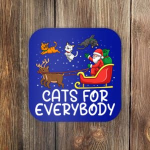 Cats For Everybody Santa Sleigh Xmas Funny Cat Christmas Gift Coaster