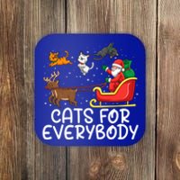 Cats For Everybody Santa Sleigh Xmas Funny Cat Christmas Gift Coaster