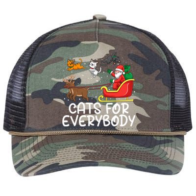 Cats For Everybody Santa Sleigh Xmas Funny Cat Christmas Gift Retro Rope Trucker Hat Cap