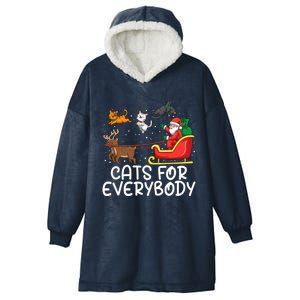 Cats For Everybody Santa Sleigh Xmas Funny Cat Christmas Gift Hooded Wearable Blanket