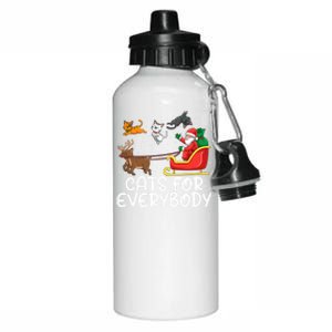 Cats For Everybody Santa Sleigh Xmas Funny Cat Christmas Gift Aluminum Water Bottle