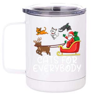 Cats For Everybody Santa Sleigh Xmas Funny Cat Christmas Gift 12 oz Stainless Steel Tumbler Cup