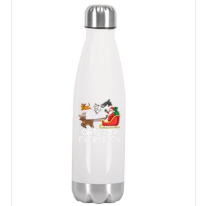 Cats For Everybody Santa Sleigh Xmas Funny Cat Christmas Gift Stainless Steel Insulated Water Bottle