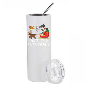 Cats For Everybody Santa Sleigh Xmas Funny Cat Christmas Gift Stainless Steel Tumbler