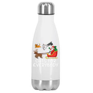 Cats For Everybody Santa Sleigh Xmas Funny Cat Christmas Gift Stainless Steel Insulated Water Bottle