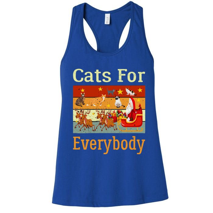 Cats For Everybody Ugly Christmas Cat Funny Xmas Vintage Gift Women's Racerback Tank