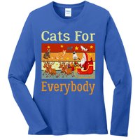 Cats For Everybody Ugly Christmas Cat Funny Xmas Vintage Gift Ladies Long Sleeve Shirt