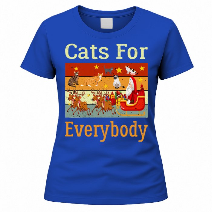 Cats For Everybody Ugly Christmas Cat Funny Xmas Vintage Gift Women's T-Shirt