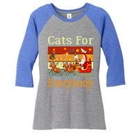 Cats For Everybody Ugly Christmas Cat Funny Xmas Vintage Gift Women's Tri-Blend 3/4-Sleeve Raglan Shirt