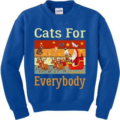 Cats For Everybody Ugly Christmas Cat Funny Xmas Vintage Gift Kids Sweatshirt