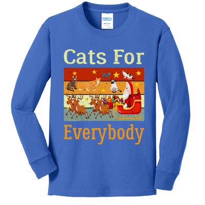 Cats For Everybody Ugly Christmas Cat Funny Xmas Vintage Gift Kids Long Sleeve Shirt