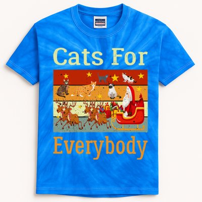 Cats For Everybody Ugly Christmas Cat Funny Xmas Vintage Gift Kids Tie-Dye T-Shirt