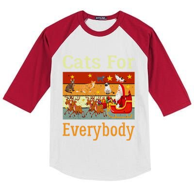 Cats For Everybody Ugly Christmas Cat Funny Xmas Vintage Gift Kids Colorblock Raglan Jersey