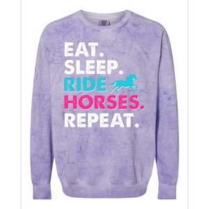 Cute Funny Eat Sleep Ride Horses Repeat Colorblast Crewneck Sweatshirt