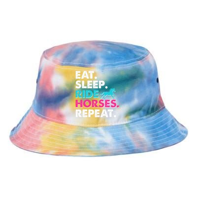 Cute Funny Eat Sleep Ride Horses Repeat Tie Dye Newport Bucket Hat