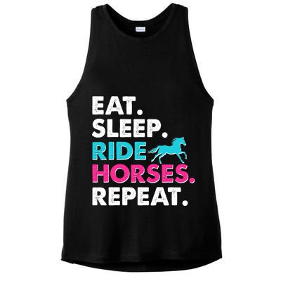Cute Funny Eat Sleep Ride Horses Repeat Ladies PosiCharge Tri-Blend Wicking Tank