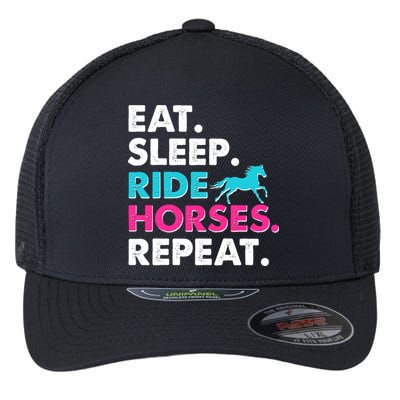 Cute Funny Eat Sleep Ride Horses Repeat Flexfit Unipanel Trucker Cap