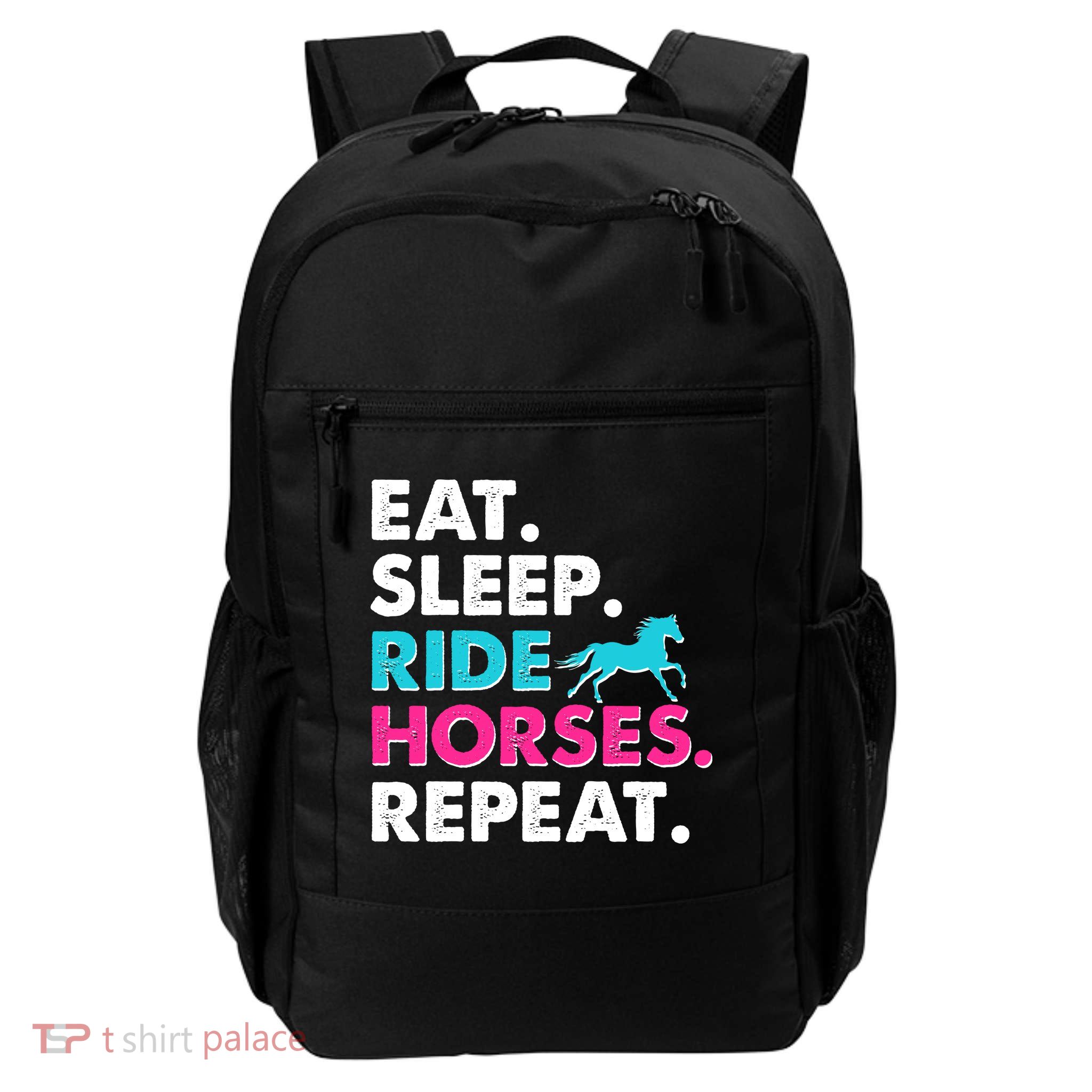 Cute Funny Eat Sleep Ride Horses Repeat Daily Commute Backpack