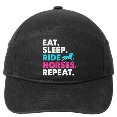 Cute Funny Eat Sleep Ride Horses Repeat 7-Panel Snapback Hat