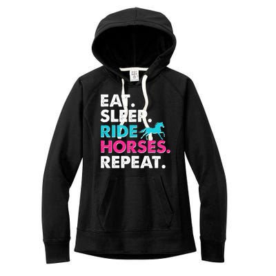 Cute Funny Eat Sleep Ride Horses Repeat Women's Fleece Hoodie