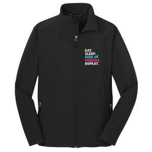 Cute Funny Eat Sleep Ride Horses Repeat Core Soft Shell Jacket