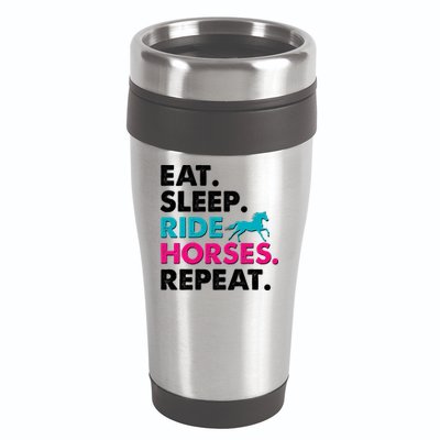 Cute Funny Eat Sleep Ride Horses Repeat 16oz Travel Tumbler