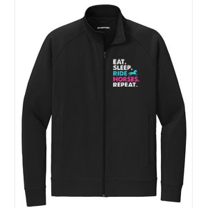 Cute Funny Eat Sleep Ride Horses Repeat Stretch Full-Zip Cadet Jacket