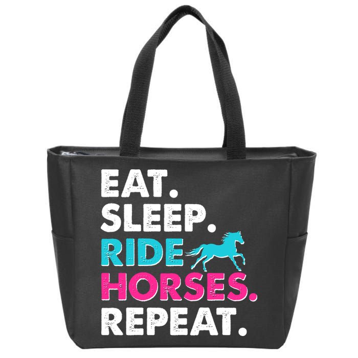 Cute Funny Eat Sleep Ride Horses Repeat Zip Tote Bag