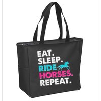 Cute Funny Eat Sleep Ride Horses Repeat Zip Tote Bag