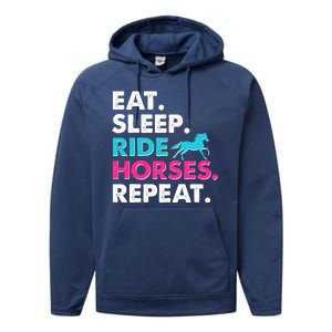 Cute Funny Eat Sleep Ride Horses Repeat Performance Fleece Hoodie