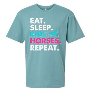 Cute Funny Eat Sleep Ride Horses Repeat Sueded Cloud Jersey T-Shirt