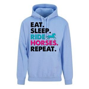 Cute Funny Eat Sleep Ride Horses Repeat Unisex Surf Hoodie