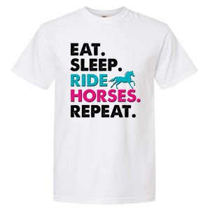 Cute Funny Eat Sleep Ride Horses Repeat Garment-Dyed Heavyweight T-Shirt