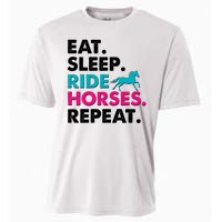 Cute Funny Eat Sleep Ride Horses Repeat Cooling Performance Crew T-Shirt