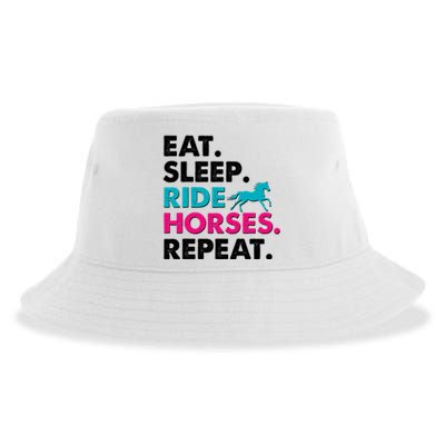 Cute Funny Eat Sleep Ride Horses Repeat Sustainable Bucket Hat